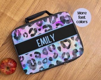 Cute Personalized Animal Print Lunch Bag Gifts, Monogrammed Women Lunch Box, Custom Teen Girl Bag For Food Container, Colorful Bagged Lunch