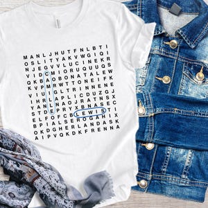 Personalized Word Search Couple Shirt Gift, Custom Name Shirt, Name Puzzle Shirt Anniversary Gift, Kids Shirt Gift Mom Dad Shirt Valentines