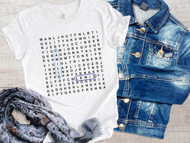 Personalized Word Search Couple Shirt Gift, Custom Name Shirt, Name Puzzle Shirt Anniversary Gift, Kids Shirt Gift Mom Dad Shirt Valentines