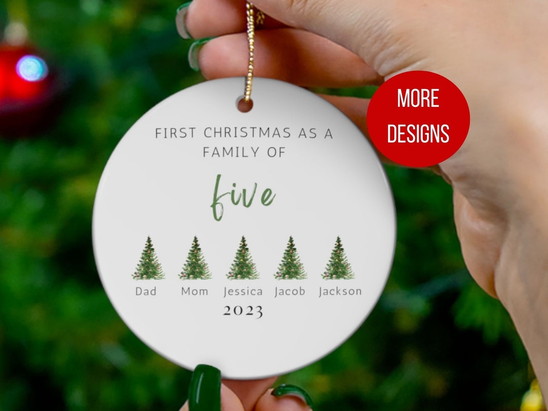 Personalized Family of Five Christmas Ornament, Family of 5 Ornament