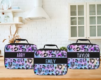 Lunch Box, Leopard Personalized Girls Lunch Bag, Monogrammed Women Lunch Box Gift, Custom Teen Girl Bagged Food, Animal Print School Bag