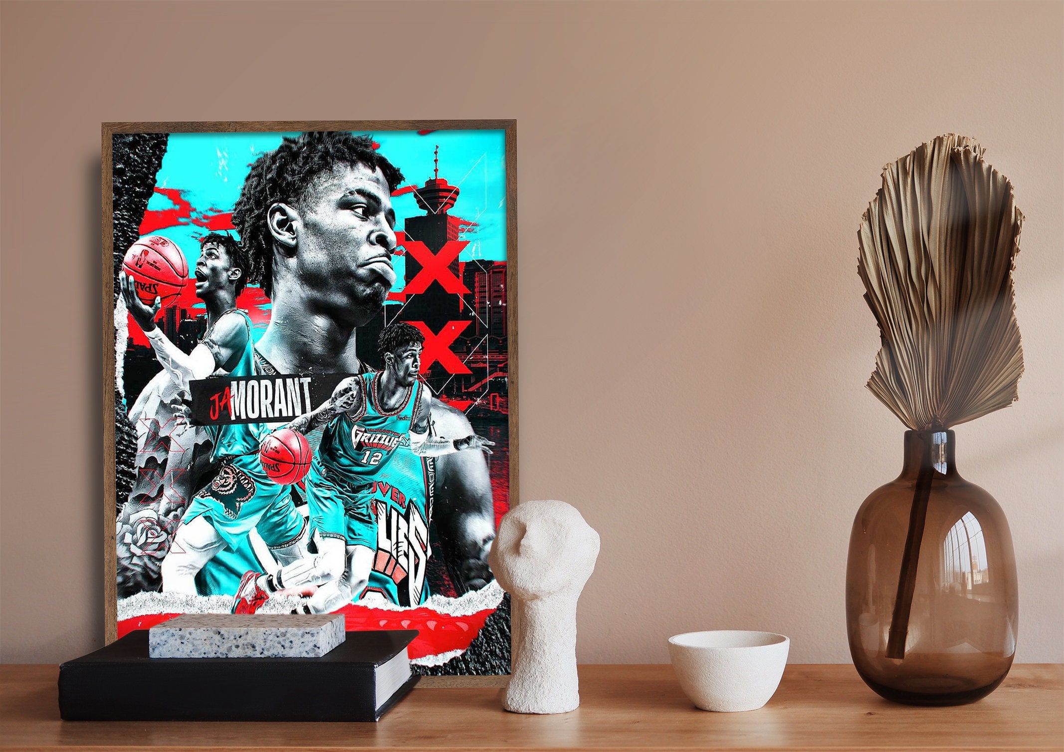 Ja Morant Poster, Ja Morant Memphis Grizzlies Wall Art Print, Inspirational  Basketball Player Star Ja Morant Canvas Art Poster for Boys Room Man Cave