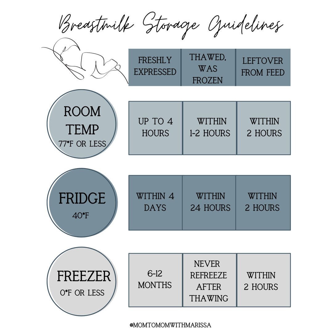 Breastmilk Storage Guidelines Printable Pumping Milk Storage - Etsy