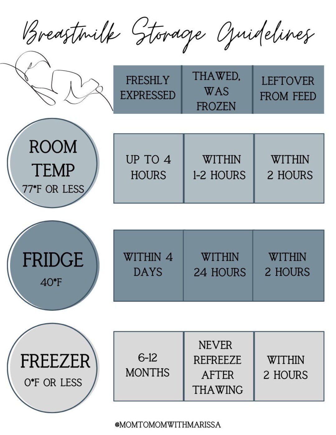 Breastmilk Storage Guidelines Printable Pumping Milk - Etsy