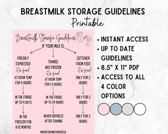 Breastmilk Storage Guidelines Printable, Pumping Printable, Safe Milk Storage, Exclusive Pumping Mom, Lactation Resource, Doula, New Mom
