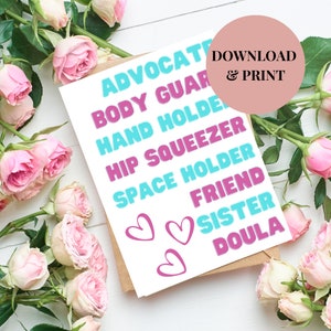 Regalo de Doula, Tarjeta de agradecimiento de Doula imprimible, Apreciación de Doula, Regalo de trabajador de nacimiento gracias