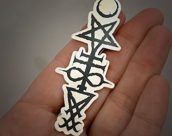 Satanic Sigils metallic silver sticker