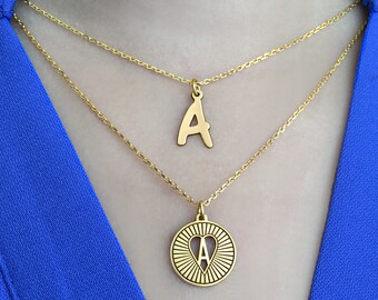 Initial Necklaces, Personalised Letter Pendant Jewellery, Customised Initial Necklaces, Alphabet Jewelry, Gold and Silver Letter Necklace