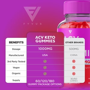 ACV Keto Gummies, Keto ACV Gummies Apple Cider Vinegar Folate Vitamin Supplement 1000MG, ACV Keto Gummies image 3