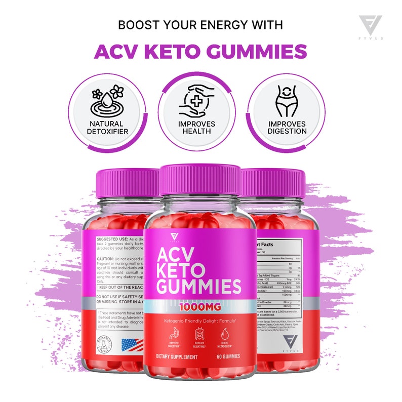 ACV Keto Gummies, Keto ACV Gummies Apple Cider Vinegar Folate Vitamin Supplement 1000MG, ACV Keto Gummies image 5