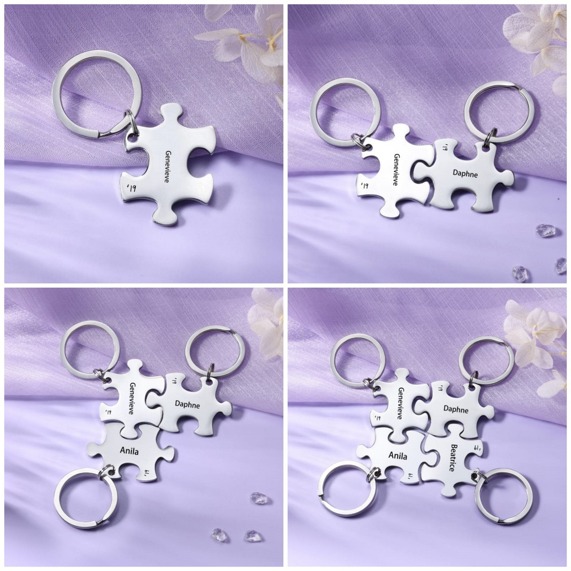 Set 2 Portachiavi Puzzle Connection: Personalizzabili in Acciaio | Eldra Milano