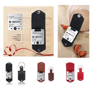Customized spotify keychain - scannable Spotify Song - Personalized spotify music keychain - Leather keychain - Spotifycode keychain