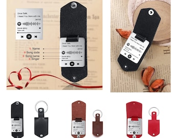 Customized spotify keychain - scannable Spotify Song - Personalized spotify music keychain - Leather keychain - Spotifycode keychain