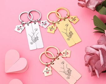 Our First Home Couples Keychain, Personalised House Warming Key Chain, Set of 2 Moving House Gift, New Home Keyrings, His & Hers for Couples