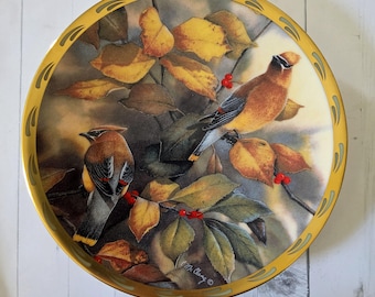 Lenox Cedar Waxwing Bird Plate: Nature's Collage, Catherine McClung