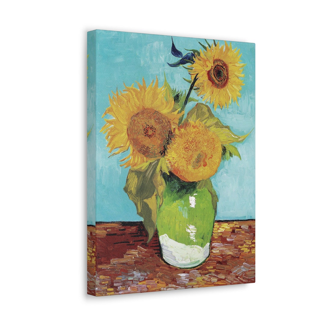Vase With Three Sunflowers by Vincent Van Gogh. Canvas Print. Etsy