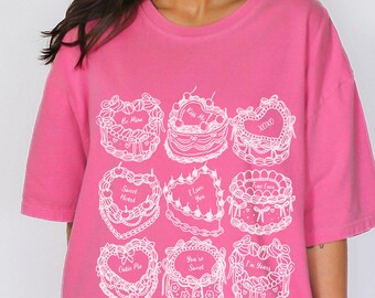 Vday Cake Comfort Colors® TShirt, Rococo Frills Dessert Tee, Sweet Graphic Tee, Vday Gift, Playful Romantic Shirt, Sweet Treat Tee
