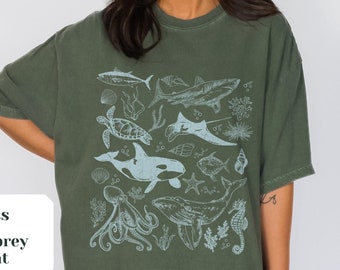Ocean Animal Tshirt, Vintage Sea Life Comfort Colors Tee, Outdoor Nature Lover Gift, Vintage Inspired Graphic, Orca Whale Top