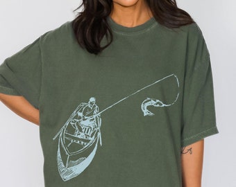 Vintage Fishing Lake Tee, Custom Color Comfort Colors® Tshirt, Oversized Summer Shirt, Lake Lover Gift, Fishing Shirt, Vacation Aesthetic