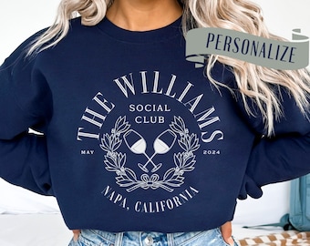 Personalized Bachelorette Sweatshirt, Bridal Party Custom Sweatshirt, Bride Crewneck, Bridesmaids Party Gift, Wine Tasting Group Sweatshirt