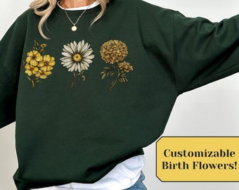 Custom Birth Month Merch, Crewneck Sweatshirt for Mother&#39;s Day, Birthday Gift, Personalized Grandma Present