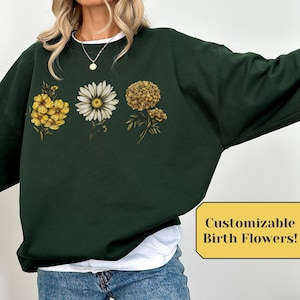 Custom Birth Month Merch, Crewneck Sweatshirt for Mother&#39;s Day, Birthday Gift, Personalized Grandma Present
