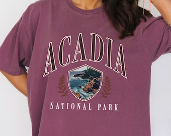 Acadia National Park T-shirt: Vintage Style Garment-Dyed Tee