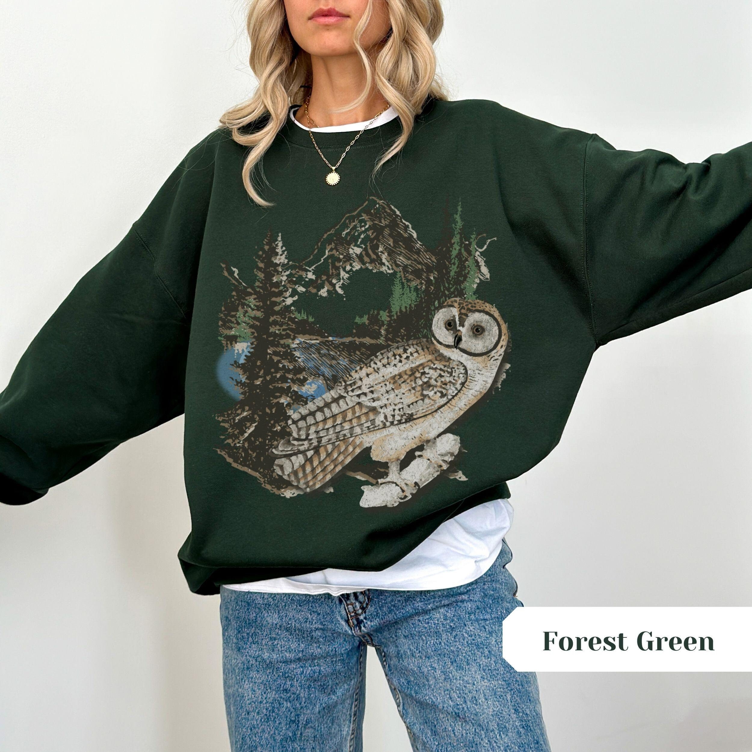 Vintage Owl Wilderness Sweatshirt, Owl Crewneck, National Park Aesthetic, Outdoor Lover Gift, Mounta