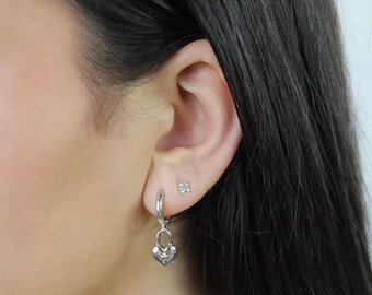 Pendientes Candado Estrella Plata