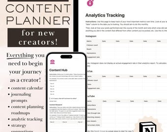 The ULTIMATE Content Calendar and Planner for New Creators | Notion Content Calendar and Planner | Content Strategy and Growth Planner