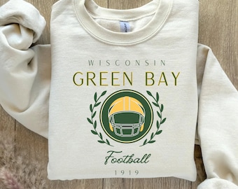 Cute Green Bay Football Sweatshirt, Vintage Style Green Bay Football Crewneck, American Football Shirt, Green Bay Football Fans Gift