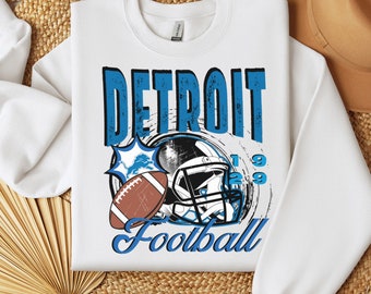 Cute Detroit Football Sweatshirt, Vintage Style Detroit Football Crewneck, American Football Shirt, Detroit Football Fan Gift, Detroit Lions