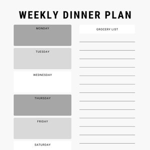Weekly Dinner Plan