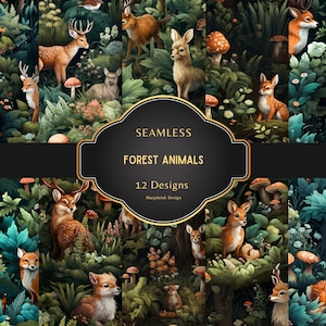 Papier numérique animaux de la forêt, conception sans couture, modèle sans couture animal mignon, téléchargement immédiat pour un usage commercial, papier animal scrapbooking