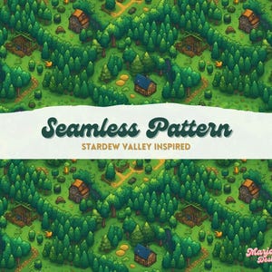 Stardew Valley Inspired Seamless Pattern, Seamless Digital Paper, Pixel Art Pattern, Cozy Game Pattern, Pixel Art Aesthetic, Stardew Pattern