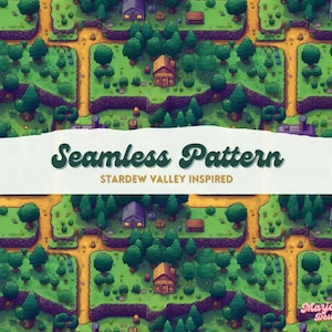 Stardew Valley Inspired Seamless Pattern, Seamless Digital Paper, Pixel Art Pattern, Cozy Game Pattern, Pixel Art Aesthetic, Stardew Pattern