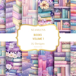 Books digital paper, colorful bookish seamless pattern, books Seamless pattern, book Digital paper, seamless digital design, booktok paper