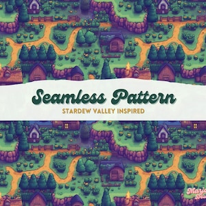 Stardew Valley Inspired Seamless Pattern, Seamless Digital Paper, Pixel Art Pattern, Cozy Game Pattern, Pixel Art Aesthetic, Stardew Pattern