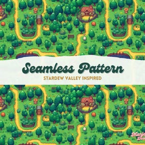 Stardew Valley Inspired Seamless Pattern, Seamless Digital Paper, Pixel Art Pattern, Cozy Game Pattern, Pixel Art Aesthetic, Stardew Pattern