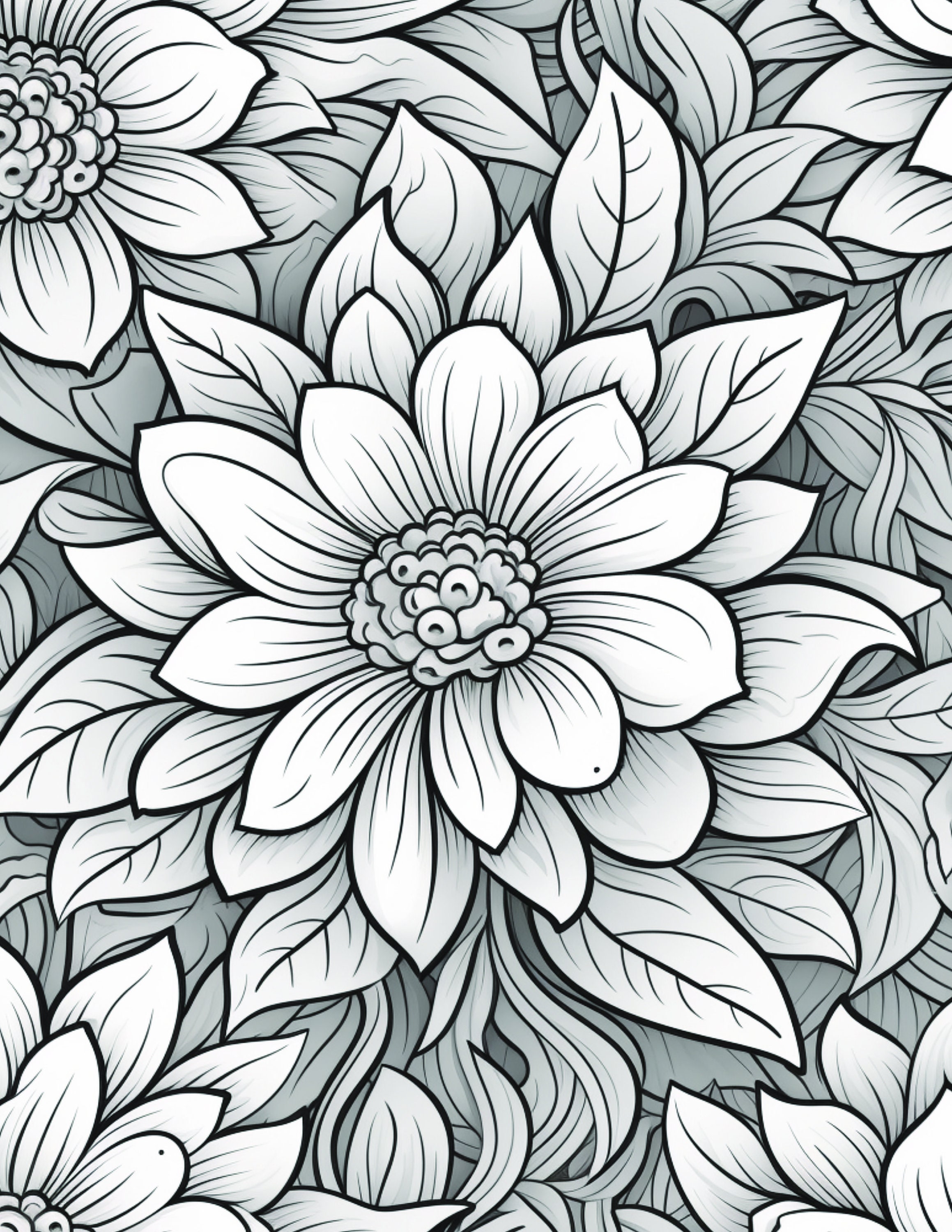 Flower Adult Coloring Book, Digital PDF Download, Botanical Art Pages ...