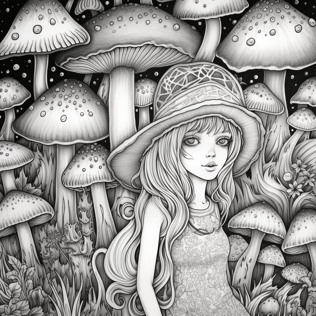 Fairy Mushroom Princess Coloring, Adult Book, Digital PDF Download ...