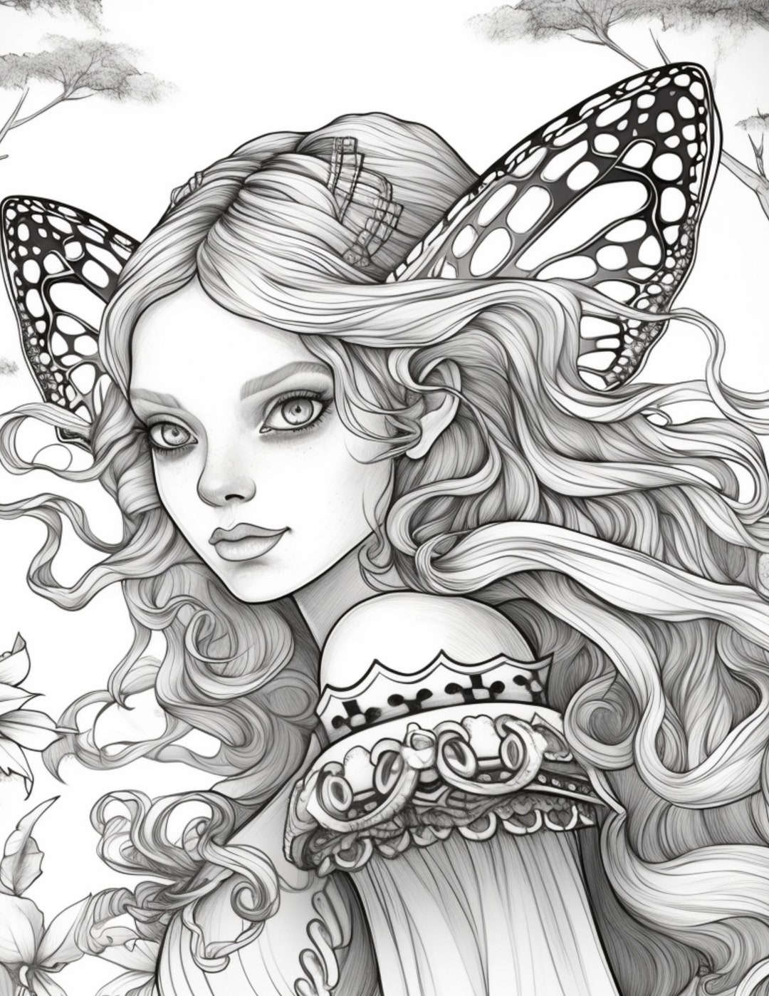 Woodland Fairy Princess Coloring, Adult Book, Digital PDF, 8.5x11 ...