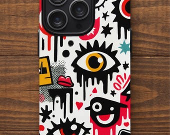 Custodia per iPhone Graffiti Eye Pop Art: Streetwear anni '90 gocciolante