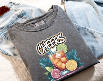 Tropical Drink Cheers T-shirt, Beach Shirt, Vacation Tee, Summer Apparel, Island Vibes Top