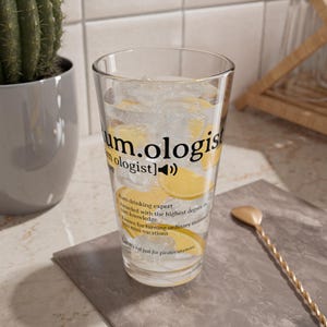 Funny Rum Glass, Definition Rum Mixing Glass,16oz drink Glass, Gift for Rum Drinker, Party Drink Glass