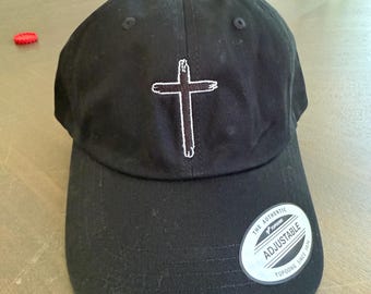 Embroidered Cross Hat: Cotton Dad Cap