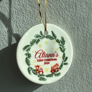 Woodland Baby First Christmas Ornament, Personalized Baby Christmas Ornament, Custom Baby Ornament, 1st Christmas, Baby Shower Gift