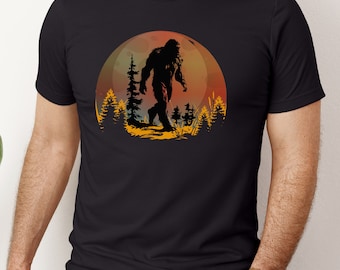 Sunset Bigfoot T-Shirt: Funny Sasquatch Hiking Tee
