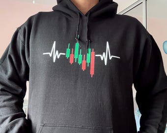 Felpa con cappuccio Stock Investor Heartbeat, pullover Crypto Trader
