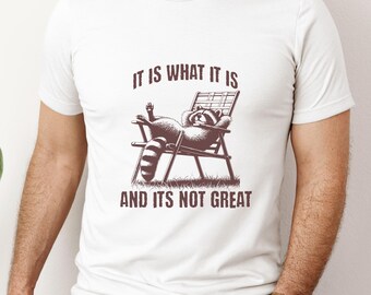 Funny Raccoon Meme T-Shirt: Retro Y2K Humor Tee